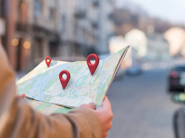 Karte mit Standort-Markierungen