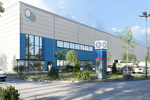 Rendering des neuen Logistikzentrums von PRODINGER in Bad Rodach