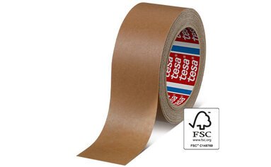 Freigestelltes Bild des nachhaltigen und FSC-zertifizierten Papier-Packband tesa® 4313 PV10.